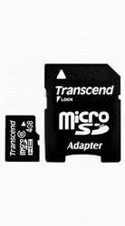 Карти пам`яті microSD 4Gb Transcend + SD adapter